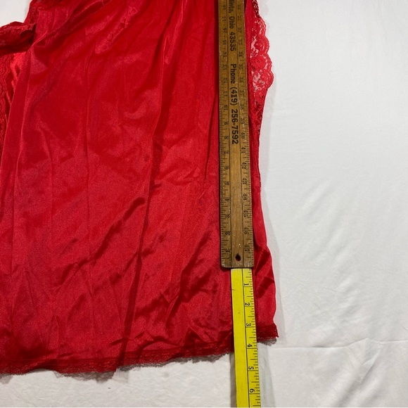Vintage Maxi Nighty lace Gown Red Light scoop neck open sides S-M size pajamas - Picture 10 of 11